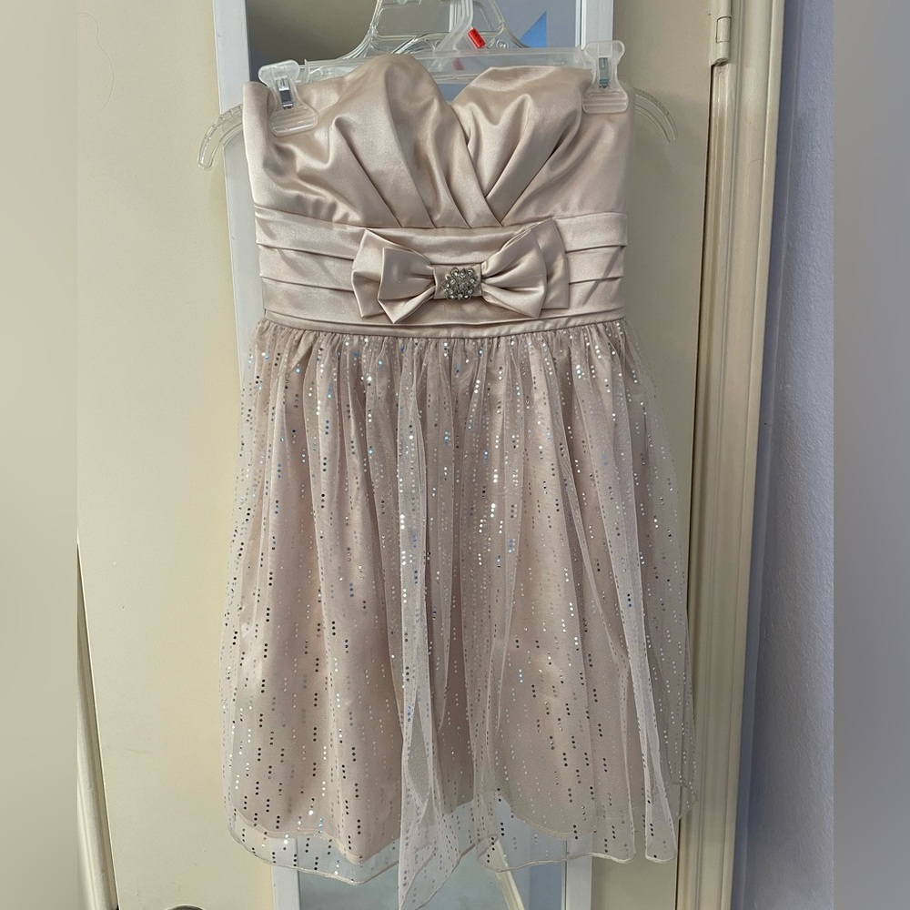 Special occasion Off white strapless empire waist mini dress